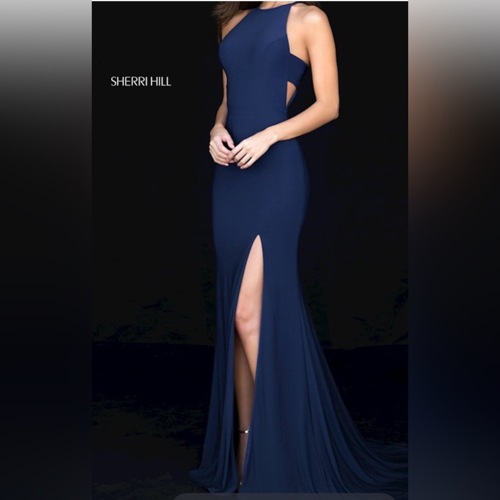 Sherri Hill Navy Blue Evening Gown